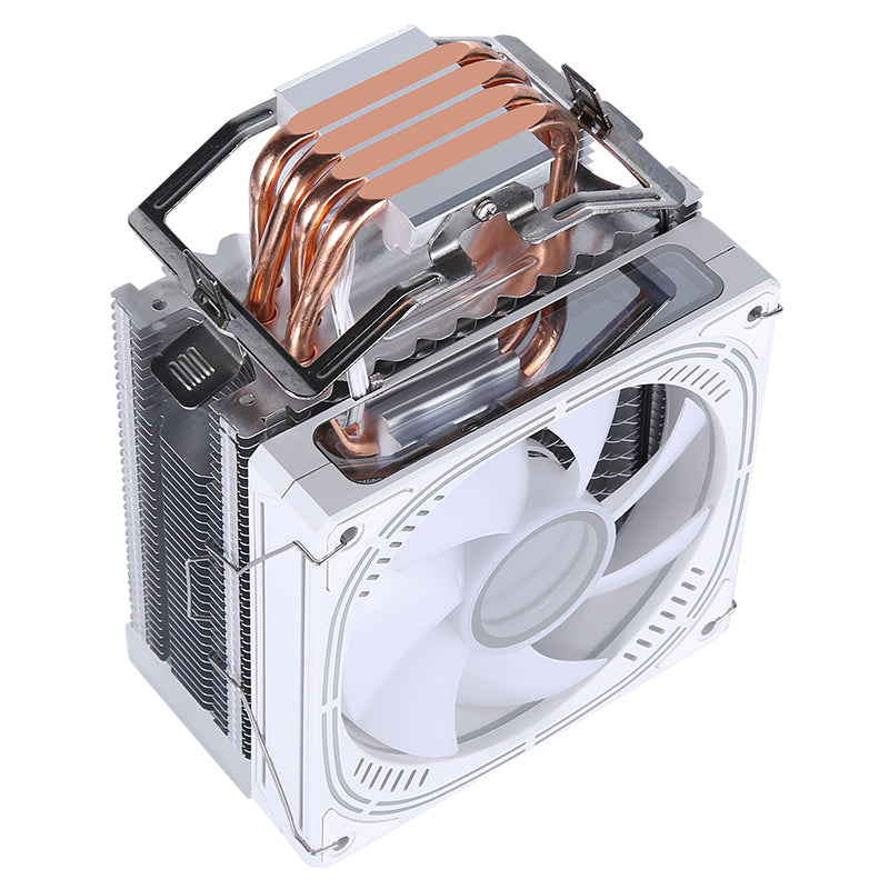SimDisk CPU Air Cooler, 120 Halo² PWM Fan, Dual Loop ARGB, Aluminum Top Cover, 4 Copper Heat Pipes, 154mm Tall, AMD Ryzen AM5|AM4, Intel LGA 1851|1700|1200 Brackets