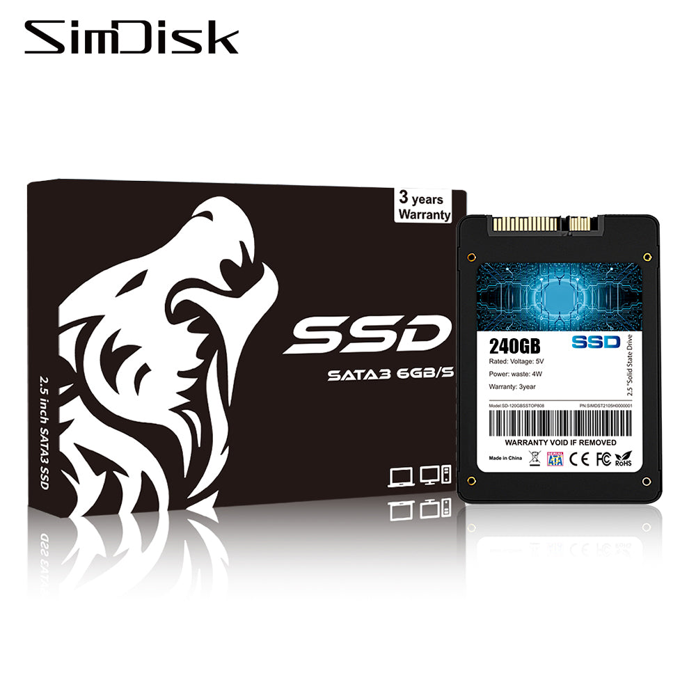 SimDisk 2.5 SATA3.0 SSD Internal SSD 128GB 256GB 512GB 1TB 2TB Solid State Drives - Compact & Portable Hard Drives SSD